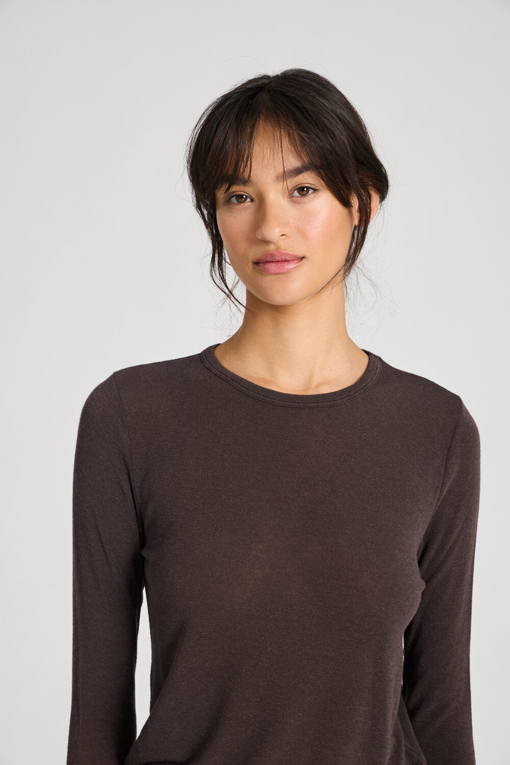 Thyra Wool langærmet t-shirt - Mulch